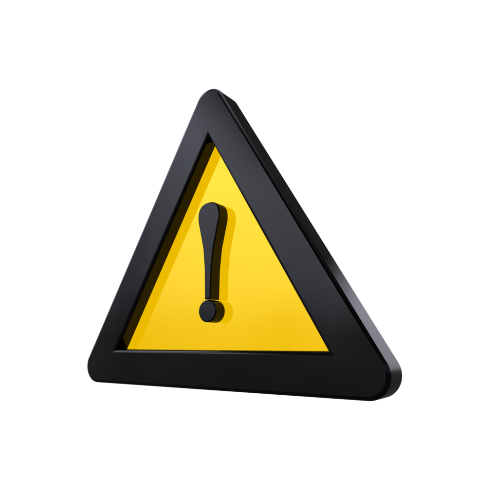 Warning Sign 3D render png