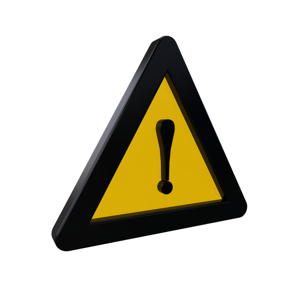 Warning Sign 3D render png