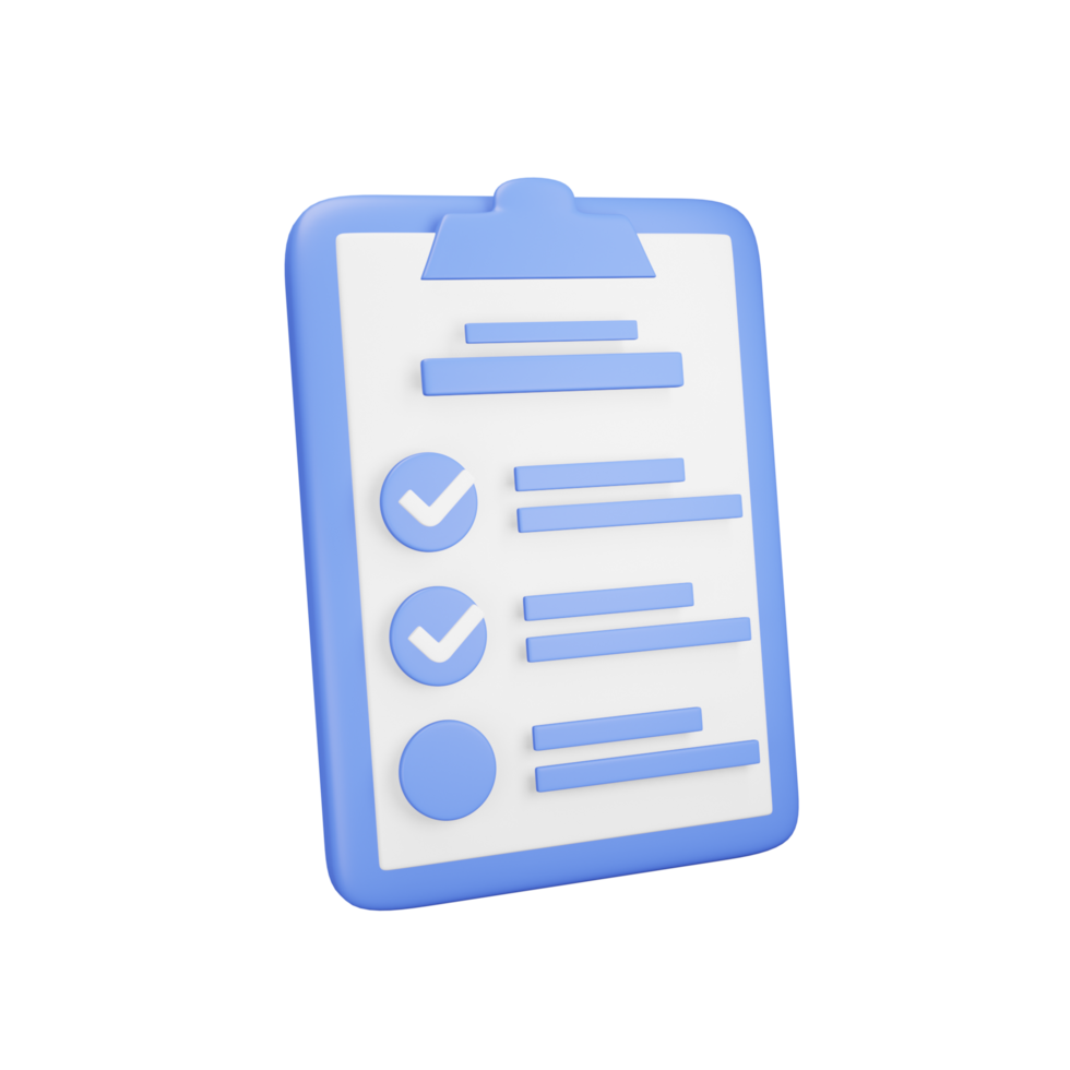 3D Checklist. Business and Marketing. illustrations 3D rendering. png