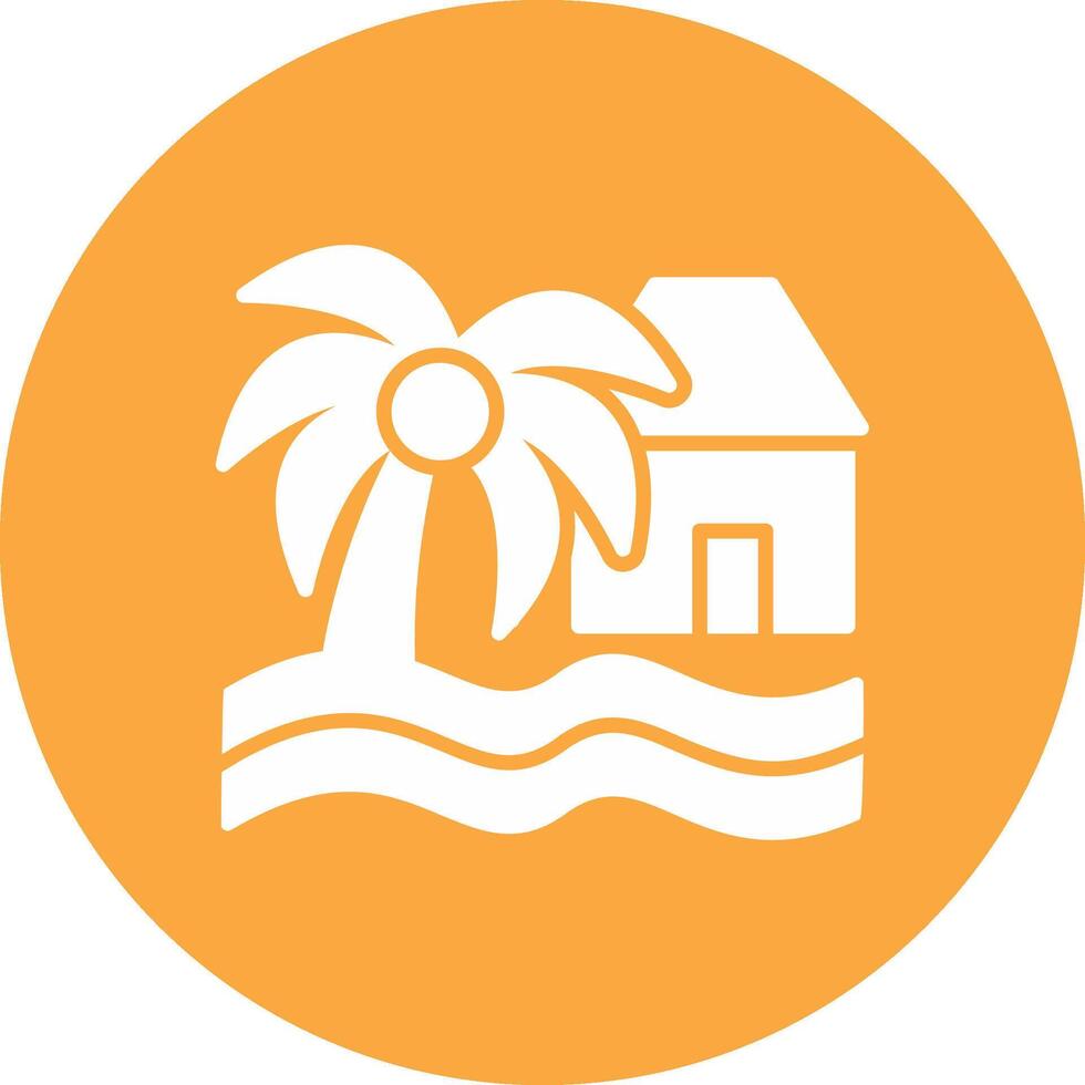 playa casa glifo multi circulo icono vector