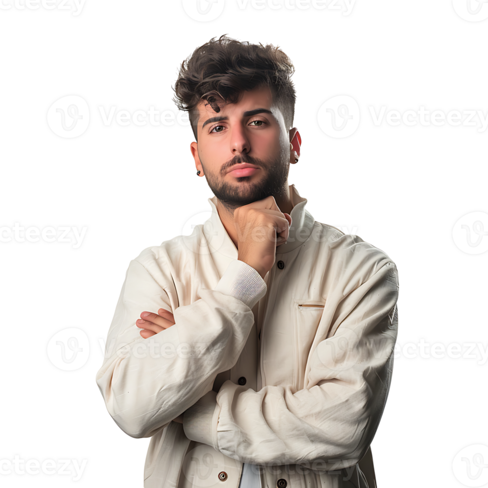 Angry young man asking for silence on isolated transparent background png