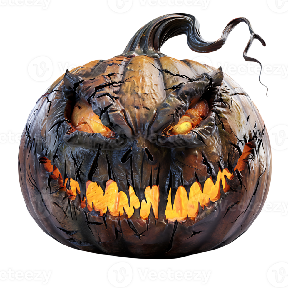 realistico il male Halloween zucca su isolato trasparente sfondo png