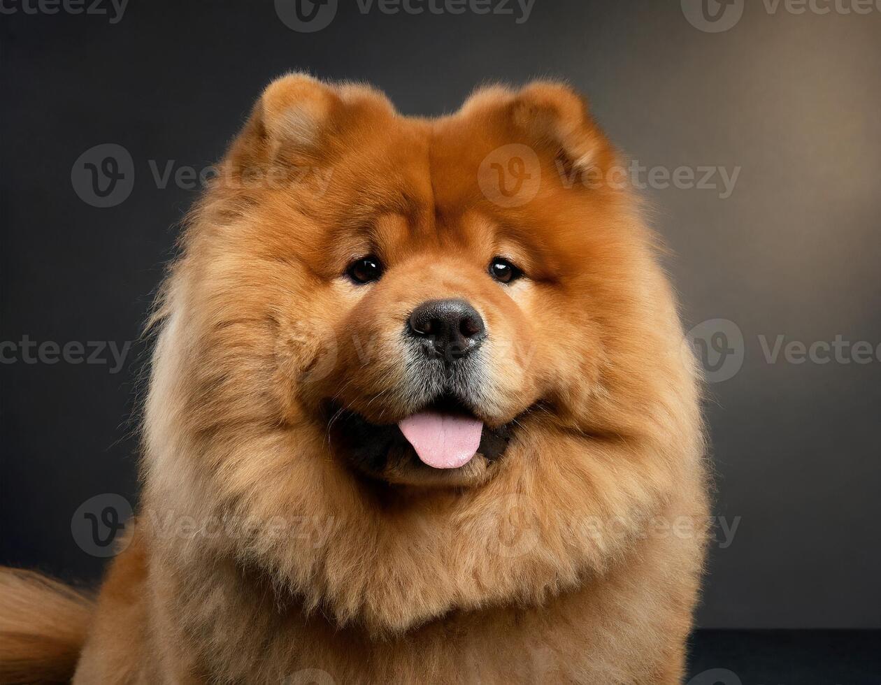 Cute chowchow on a plain dark background photo