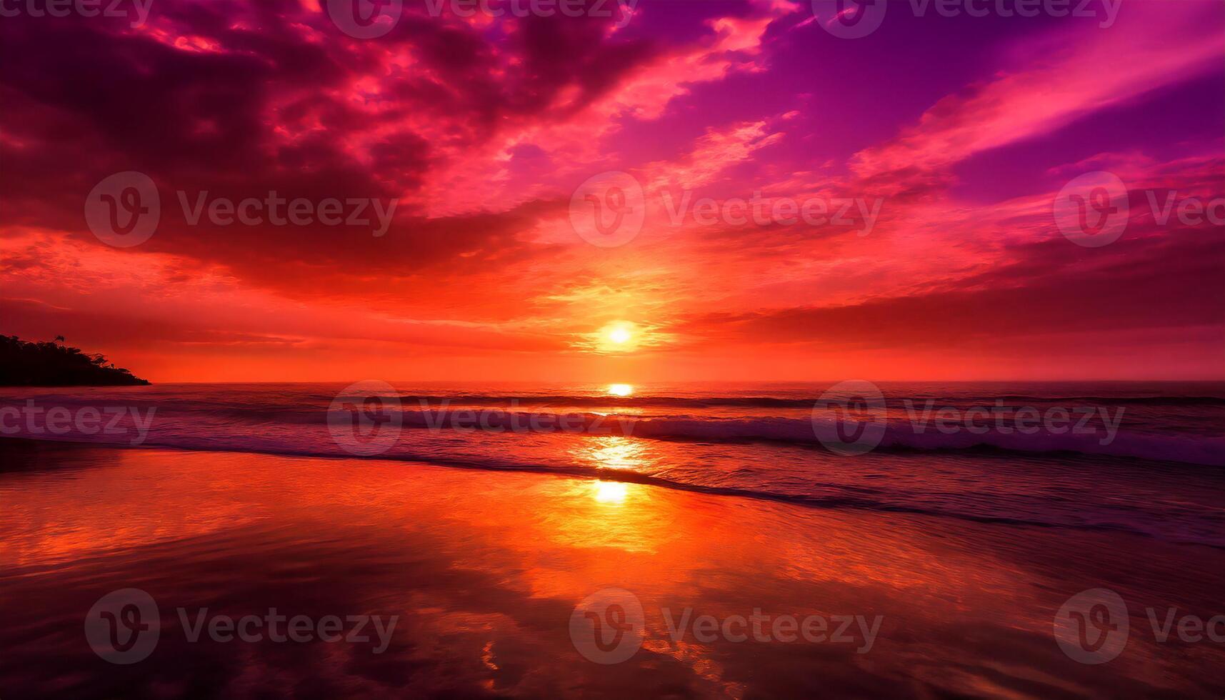 Orange purple pink sunset photo