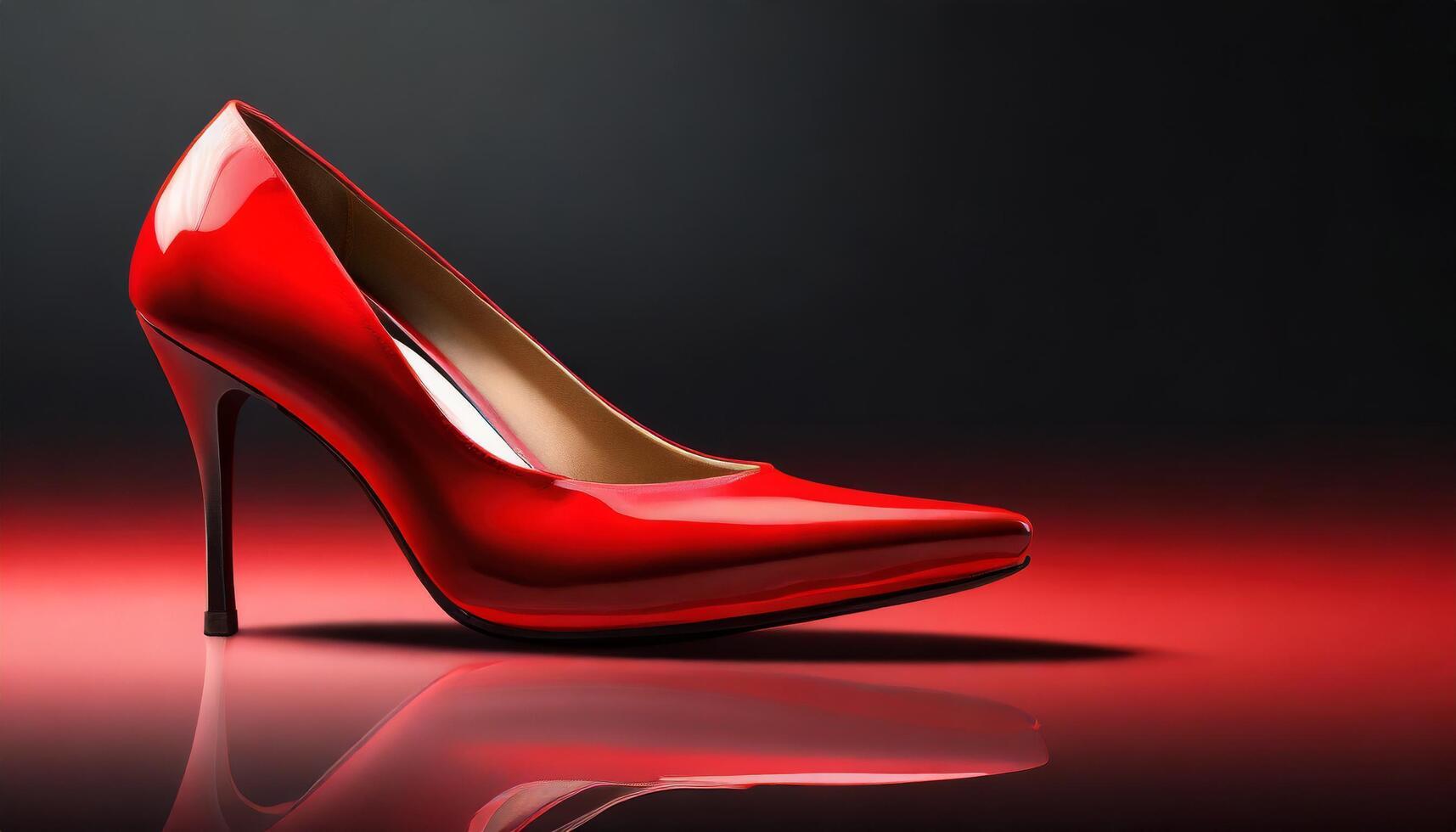 Red sleek stilleto with gradient dark background photo