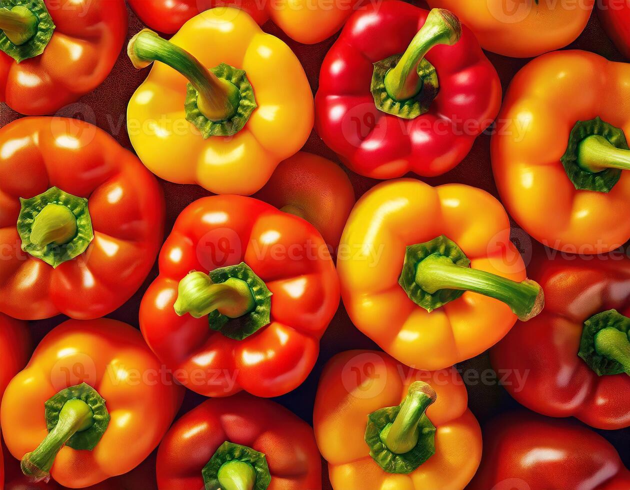 Red, yellow and orange bell peppers background photo