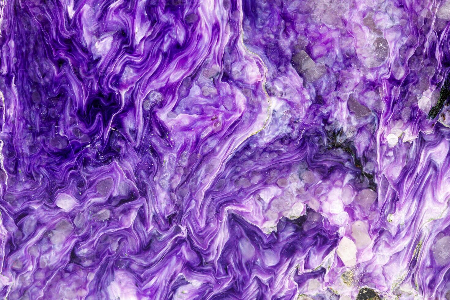 Macro stone Charoite mineral on white background photo