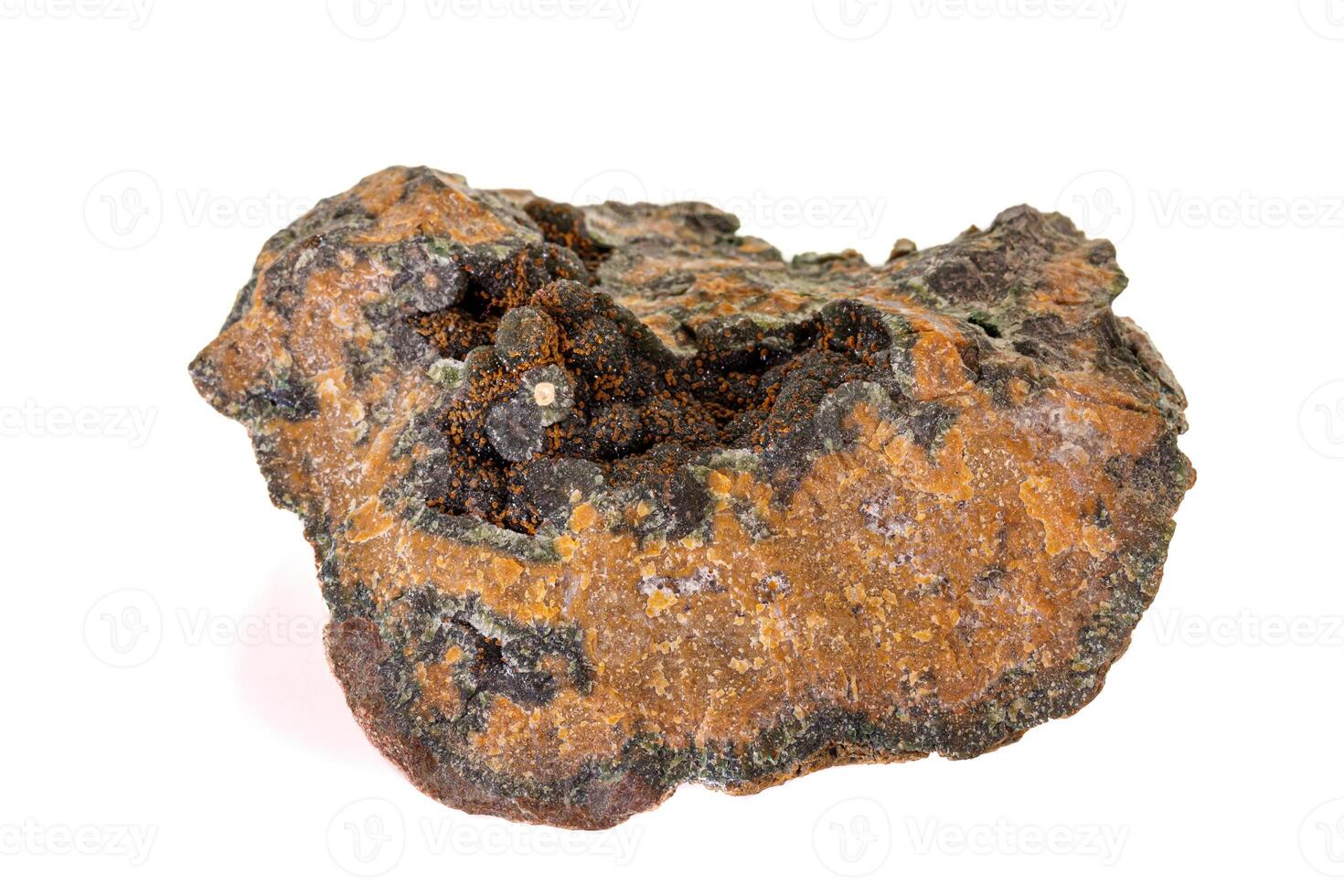 Macro stone mineral quartz with chlorite on a white background photo