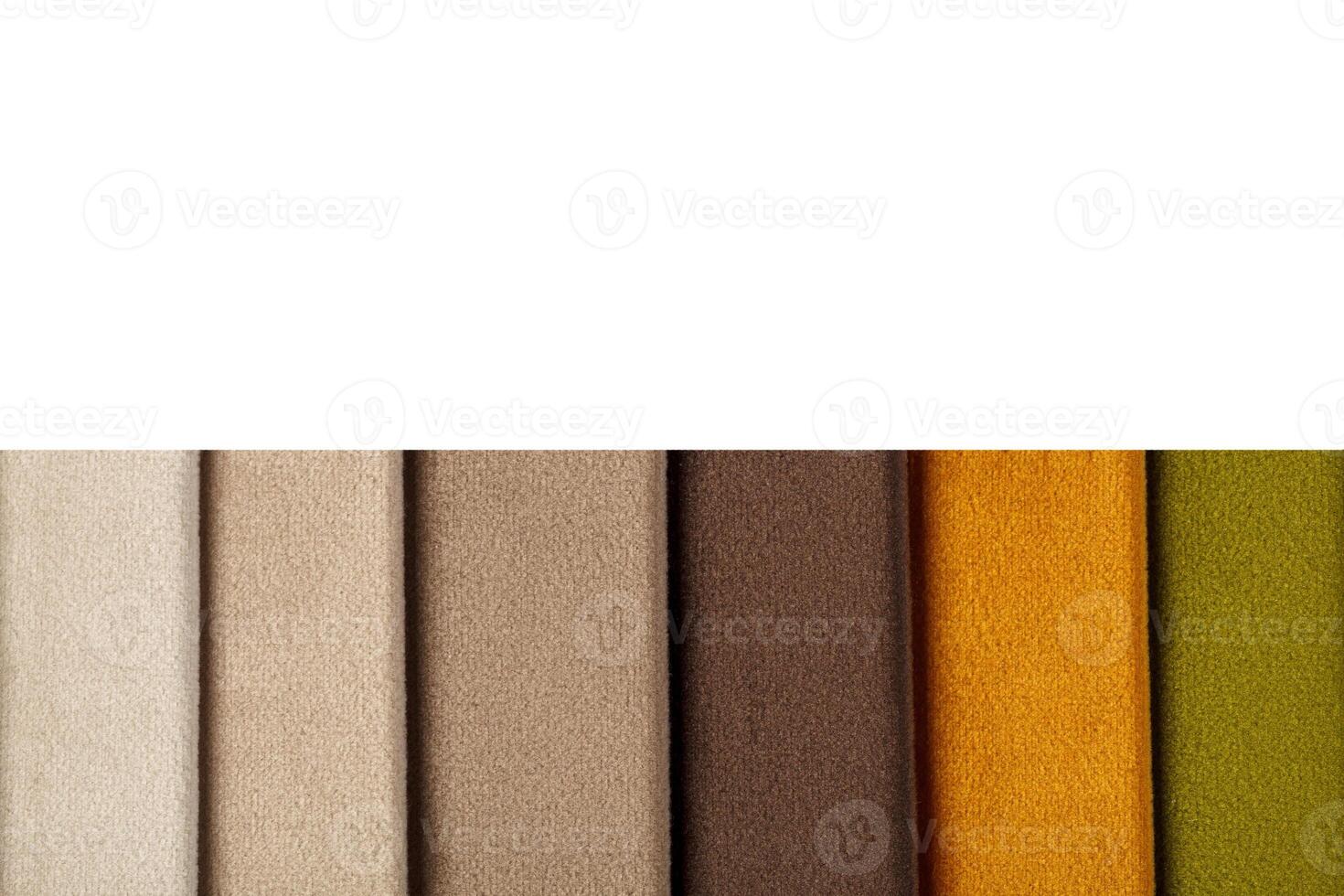 Different samples of velvet fabric photo