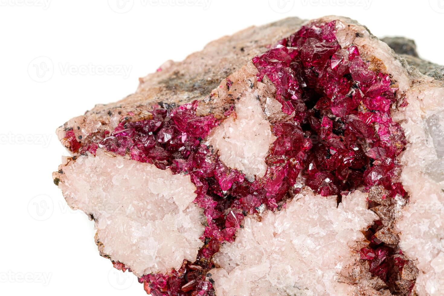 Macro stone Erythrite mineral on white background photo