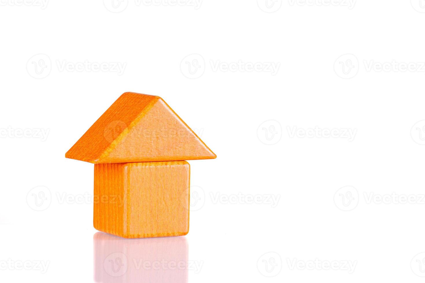 Wooden house orange colors on a white background photo