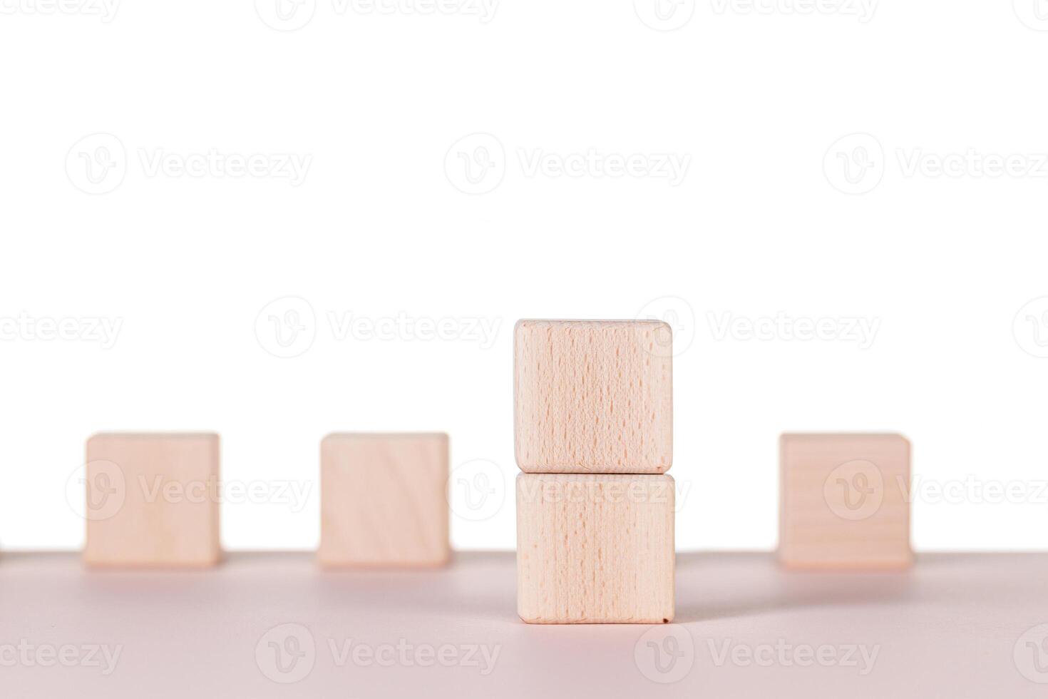 Six wooden cubes on a white background photo