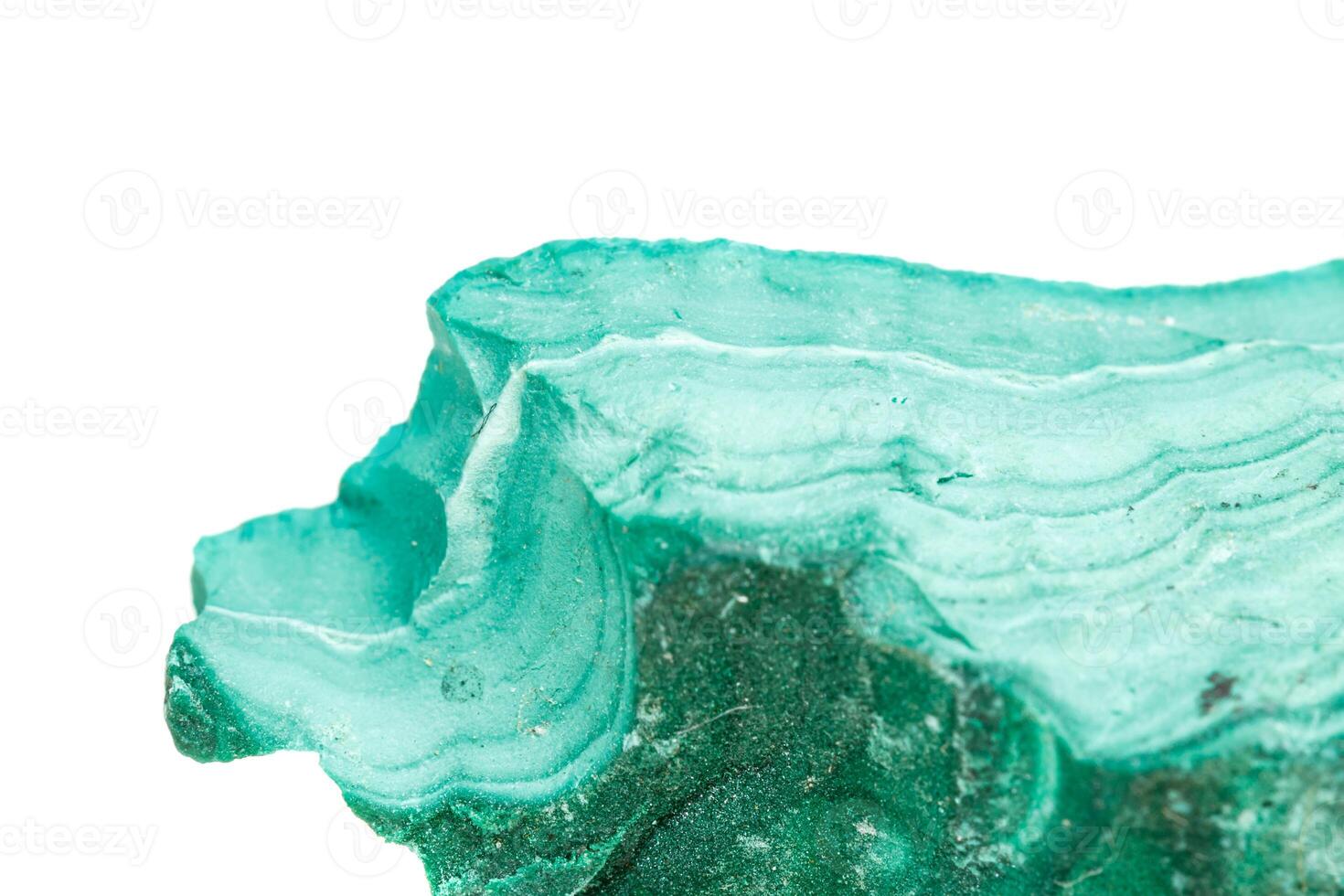 Macro mineral stone Malachite in the rock on a white background photo