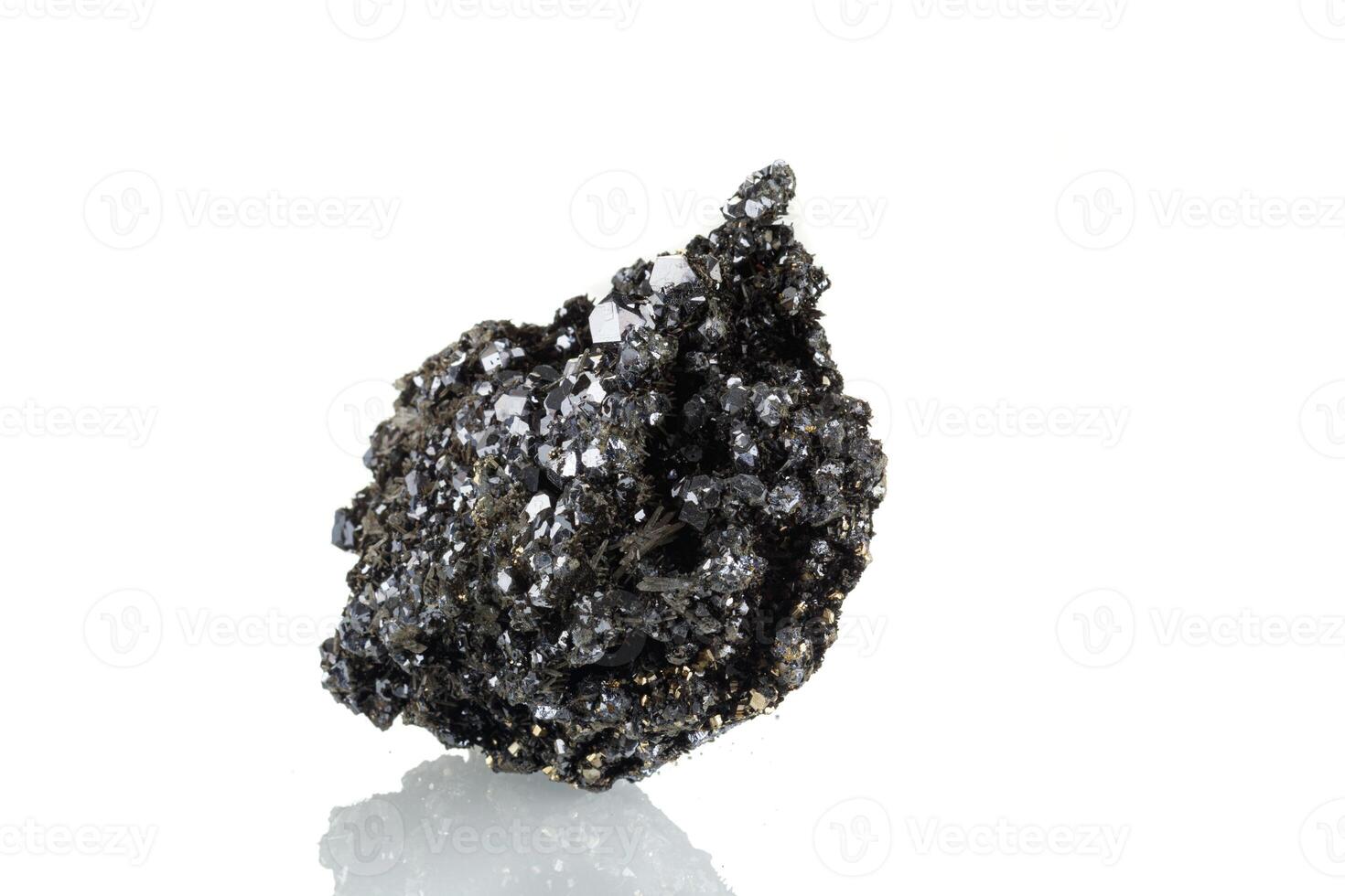 macro stone mineral Quartz Sphalerite Galena pyrite on a white background photo