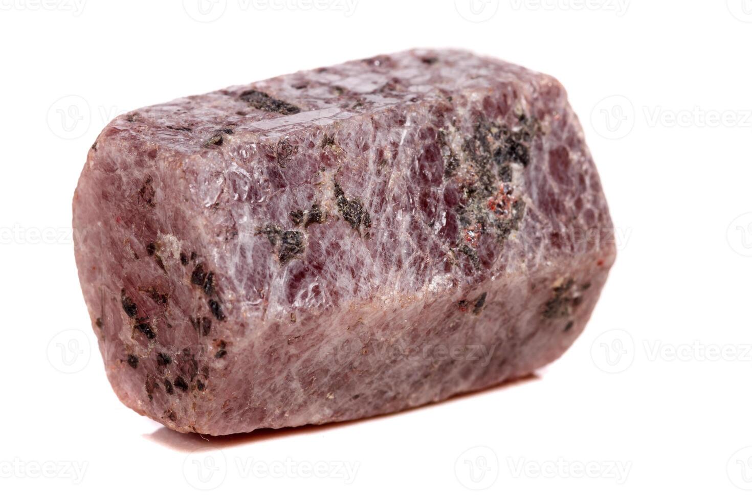 Macro mineral stone Ruby in the breed a white background photo