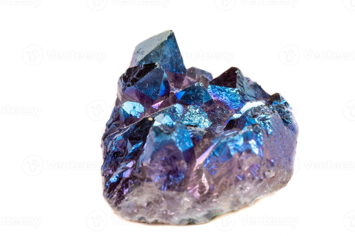 Macro mineral stone Titanium Quartz, Flame Aura Quartz on a white background photo