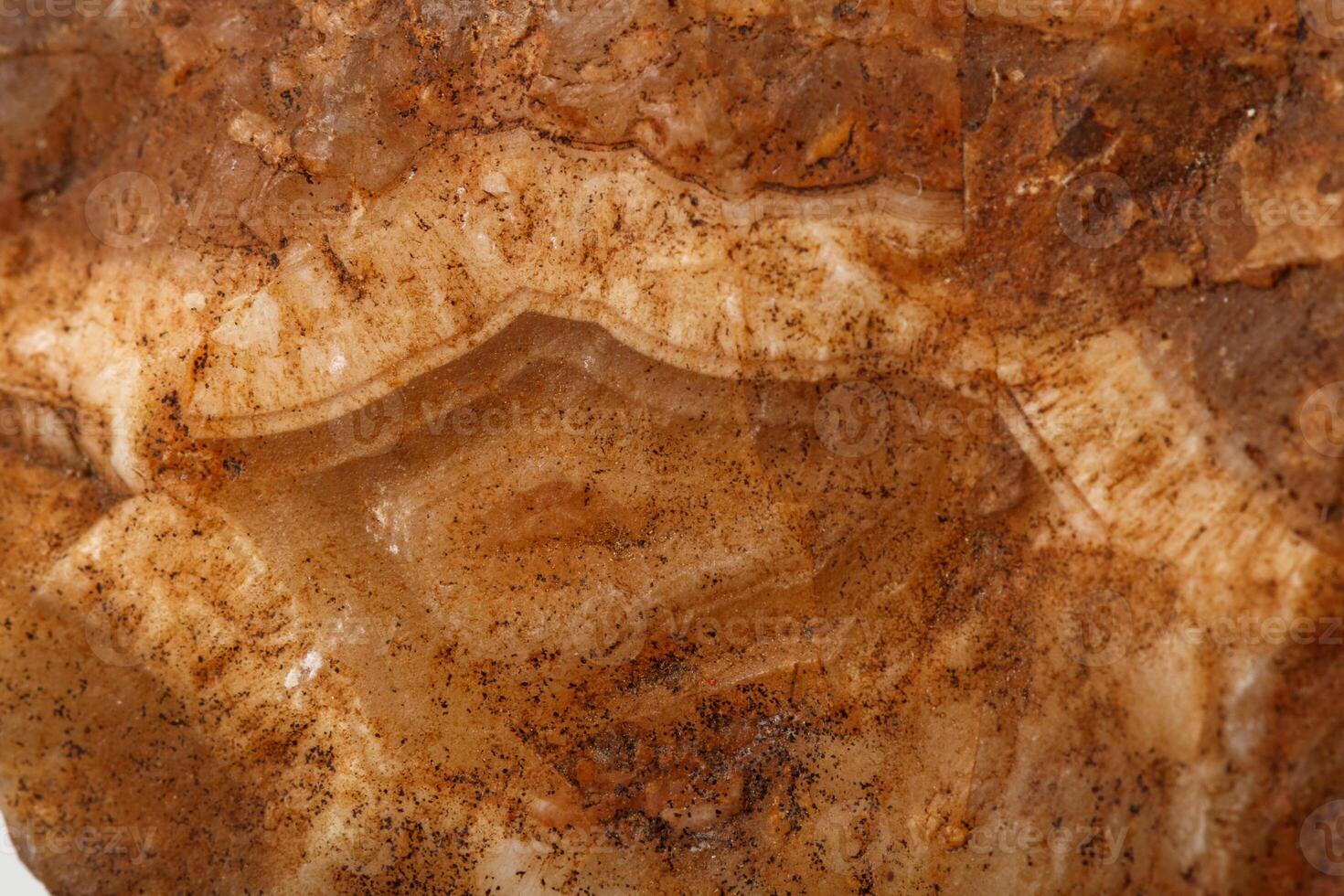 Macro mineral stone Agate Brown on white background photo
