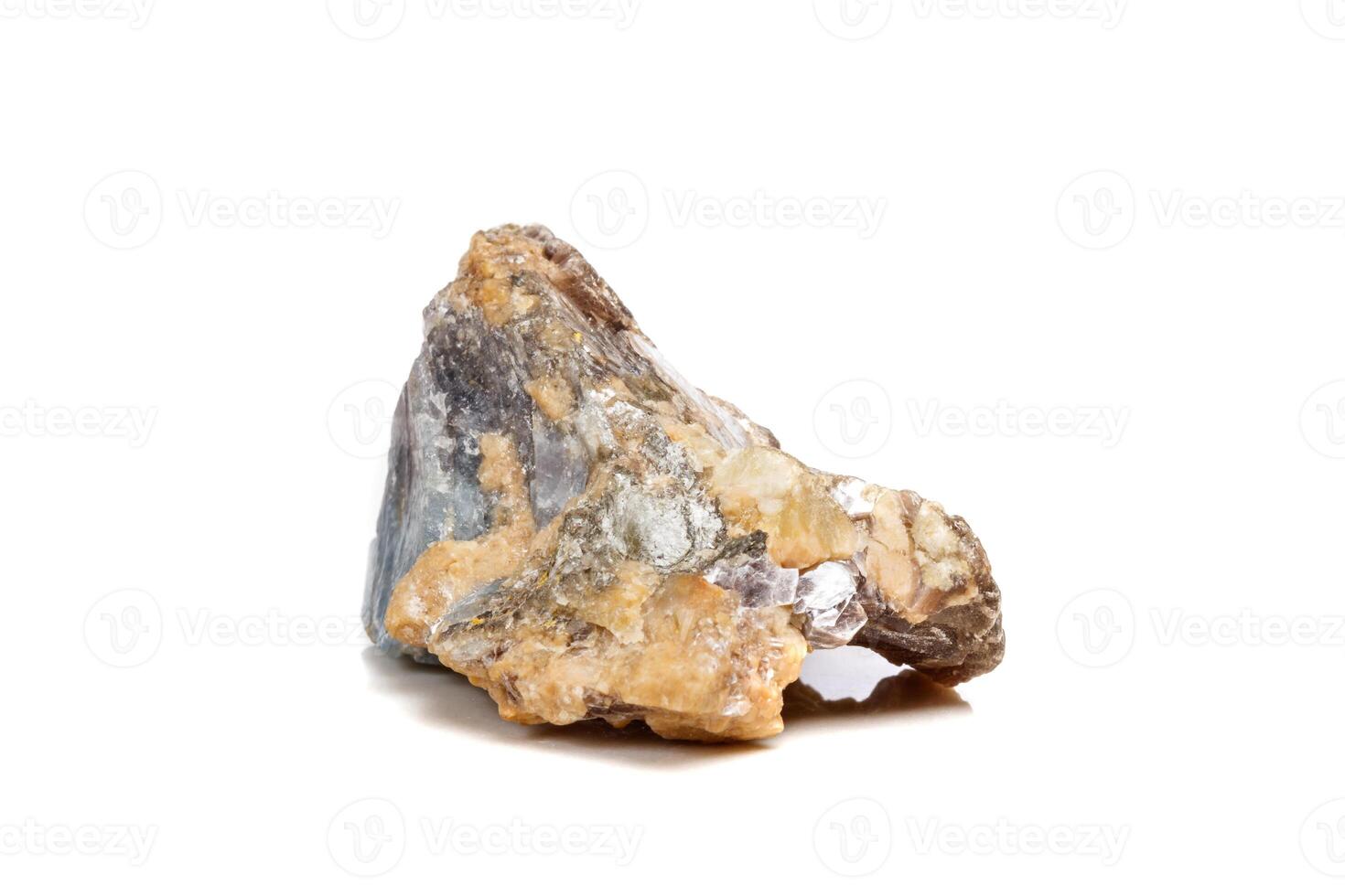 Macro mineral stone Corundum in rock a white background photo
