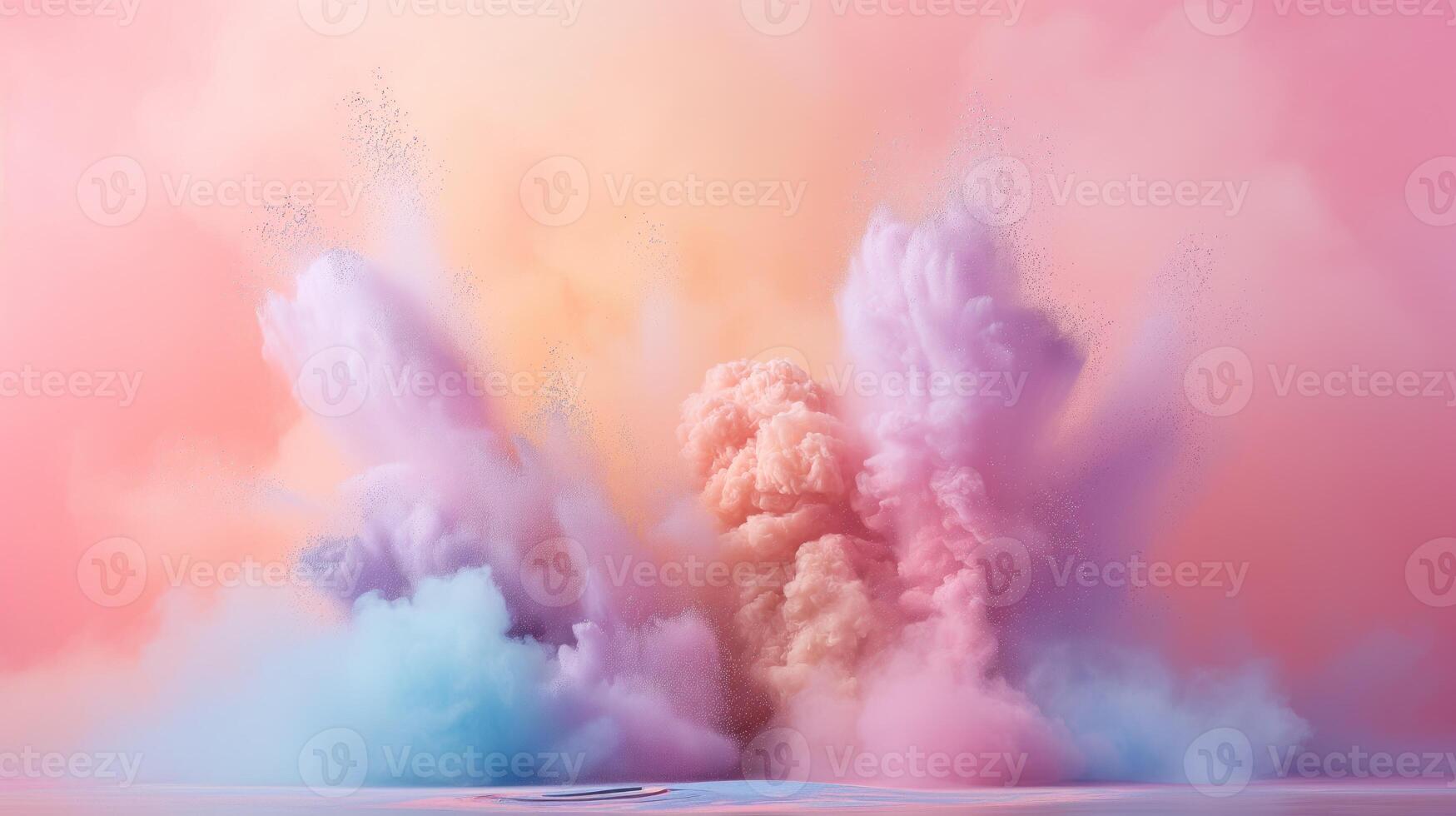 Multi-colored explosion of powder in pastel colors photo