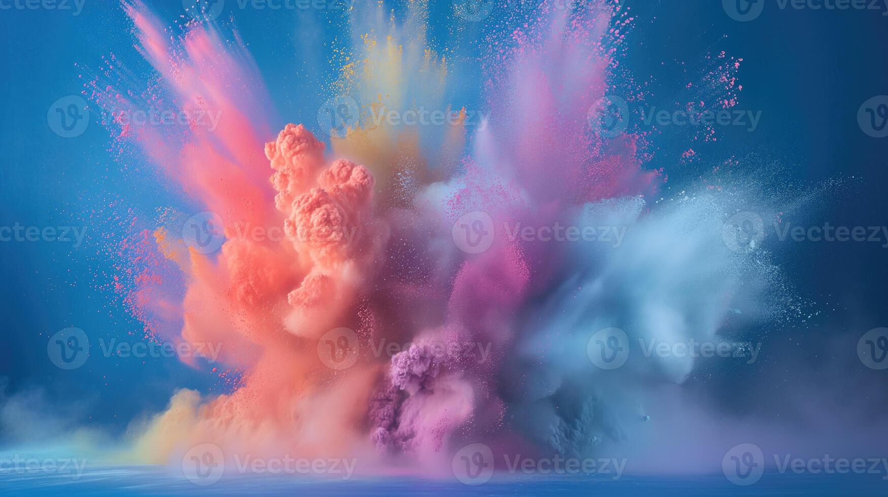 Multi-colored explosion of powder in pastel colors photo