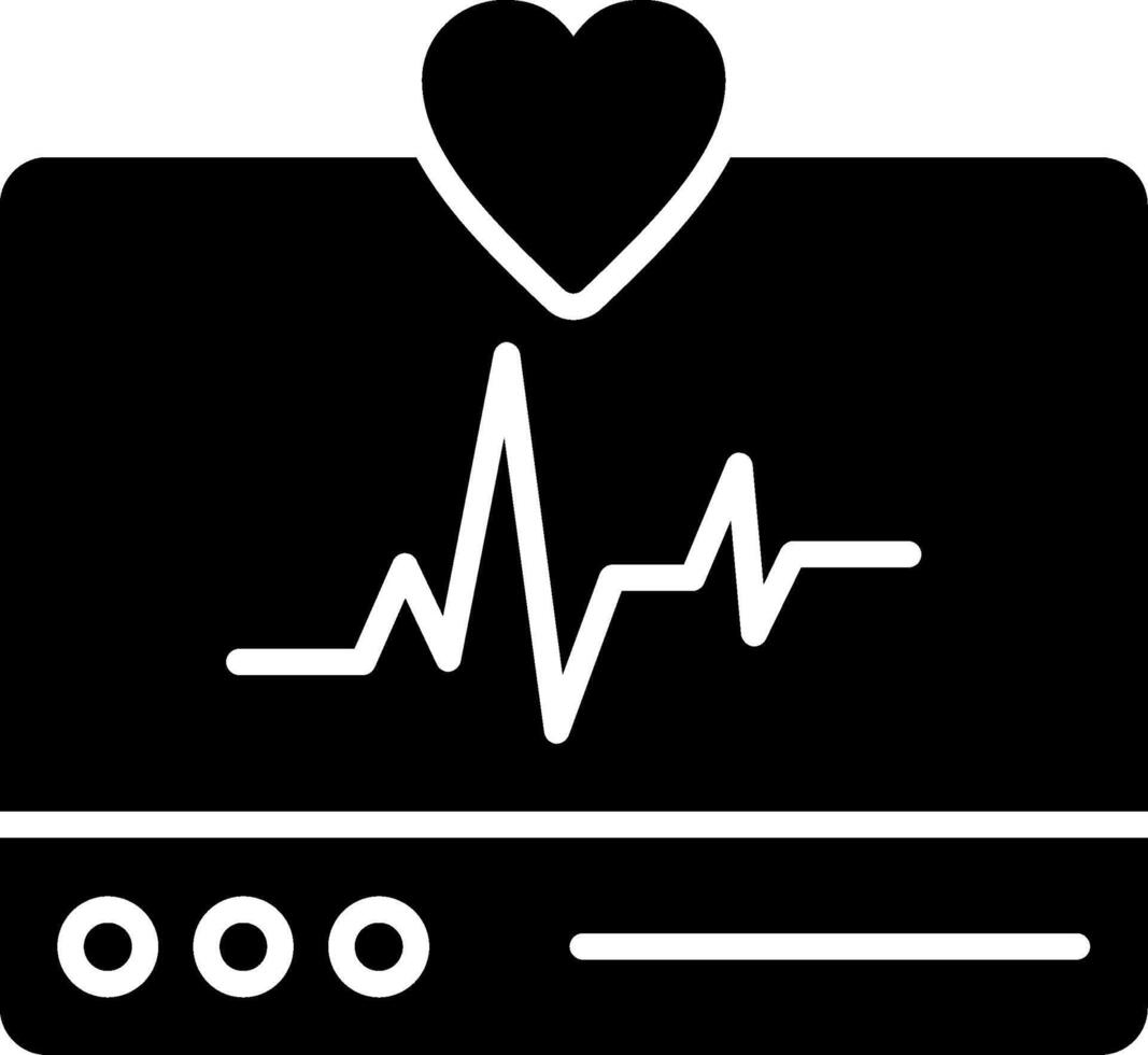 diseño de icono de glifo de monitor de ecg vector