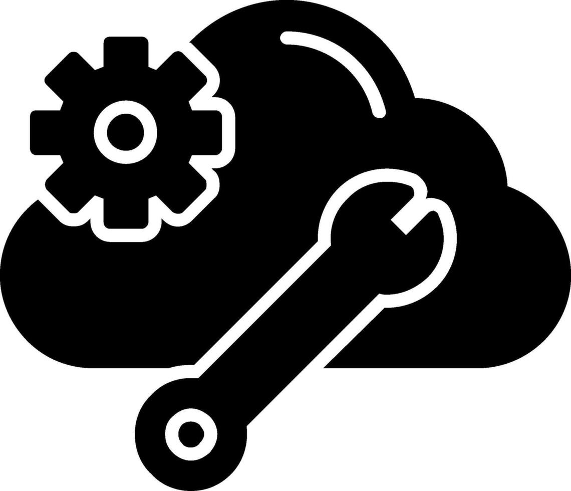 nube informática glifo icono diseño vector