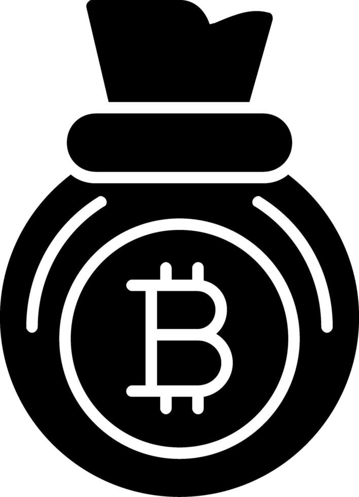Bitcoin Bag Glyph Icon Design vector