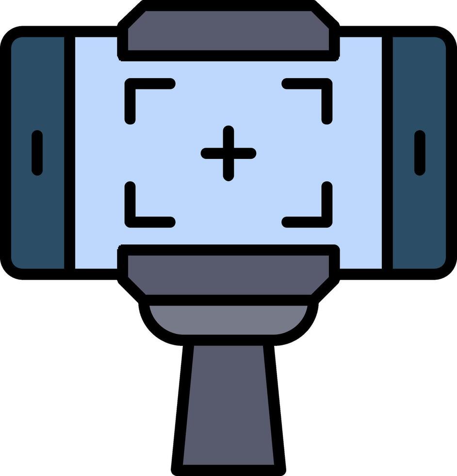 selfie palo línea lleno icono vector