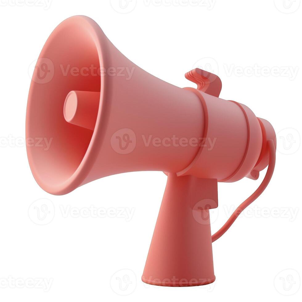 pastel rosado hablar megáfono como emblema ruidoso voz amplificador para público atención agarrando, anuncio y gratis discurso. foto