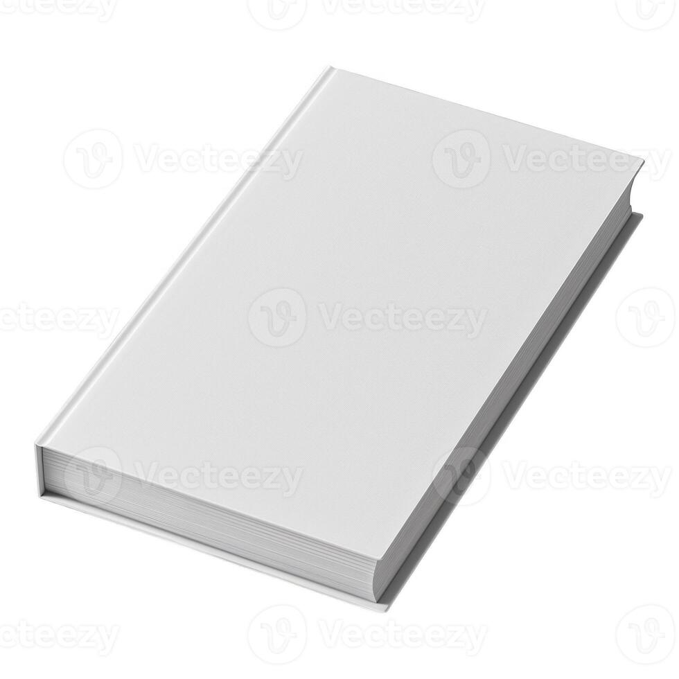 Shut book or notebook mockup with a white, clear and empty cover. Design Template for a thick Novel or product catalog with a lot of pages and blank, closed cardboard hardcover. photo