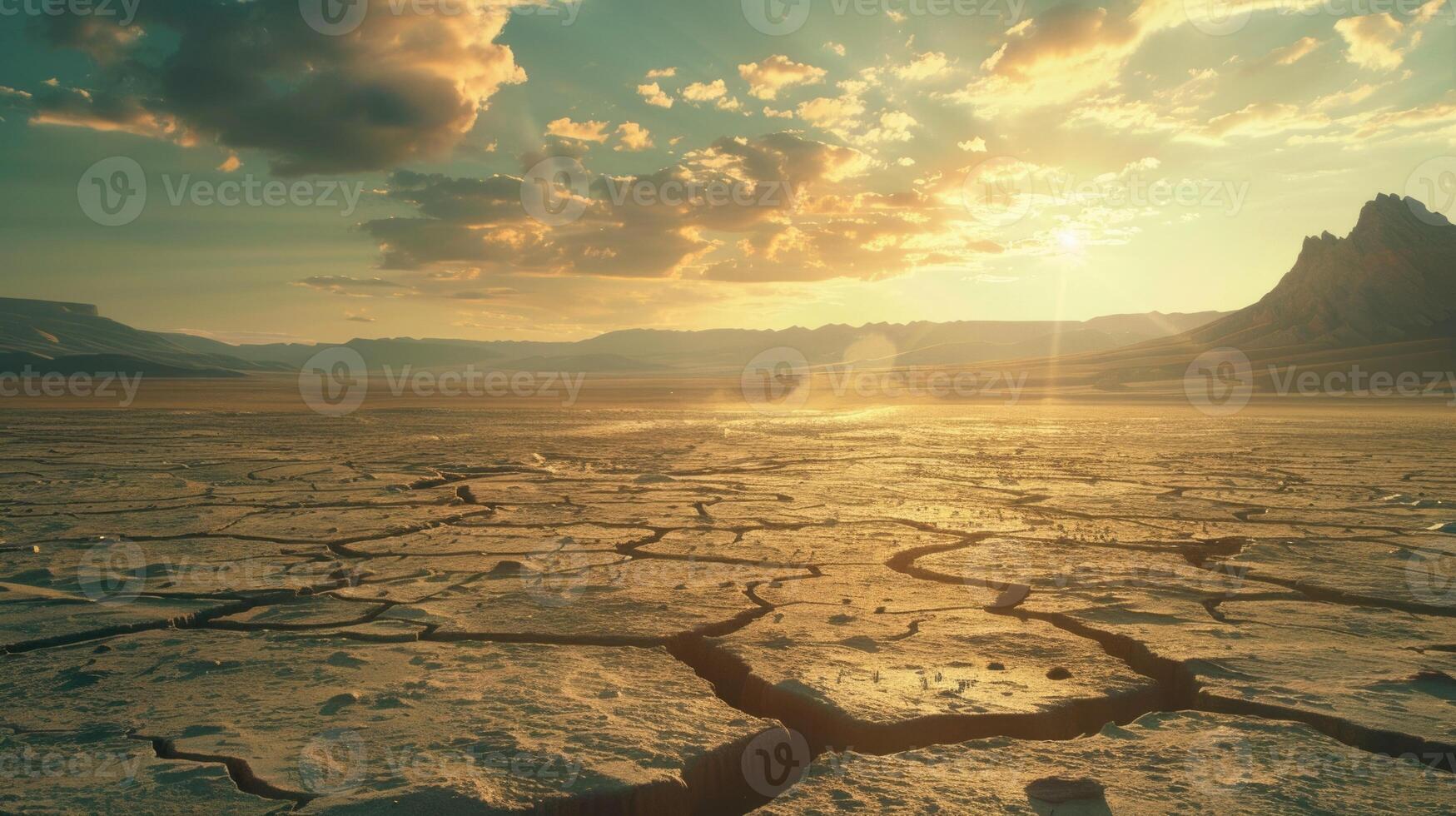 Dry cracked desert land landscape. photo