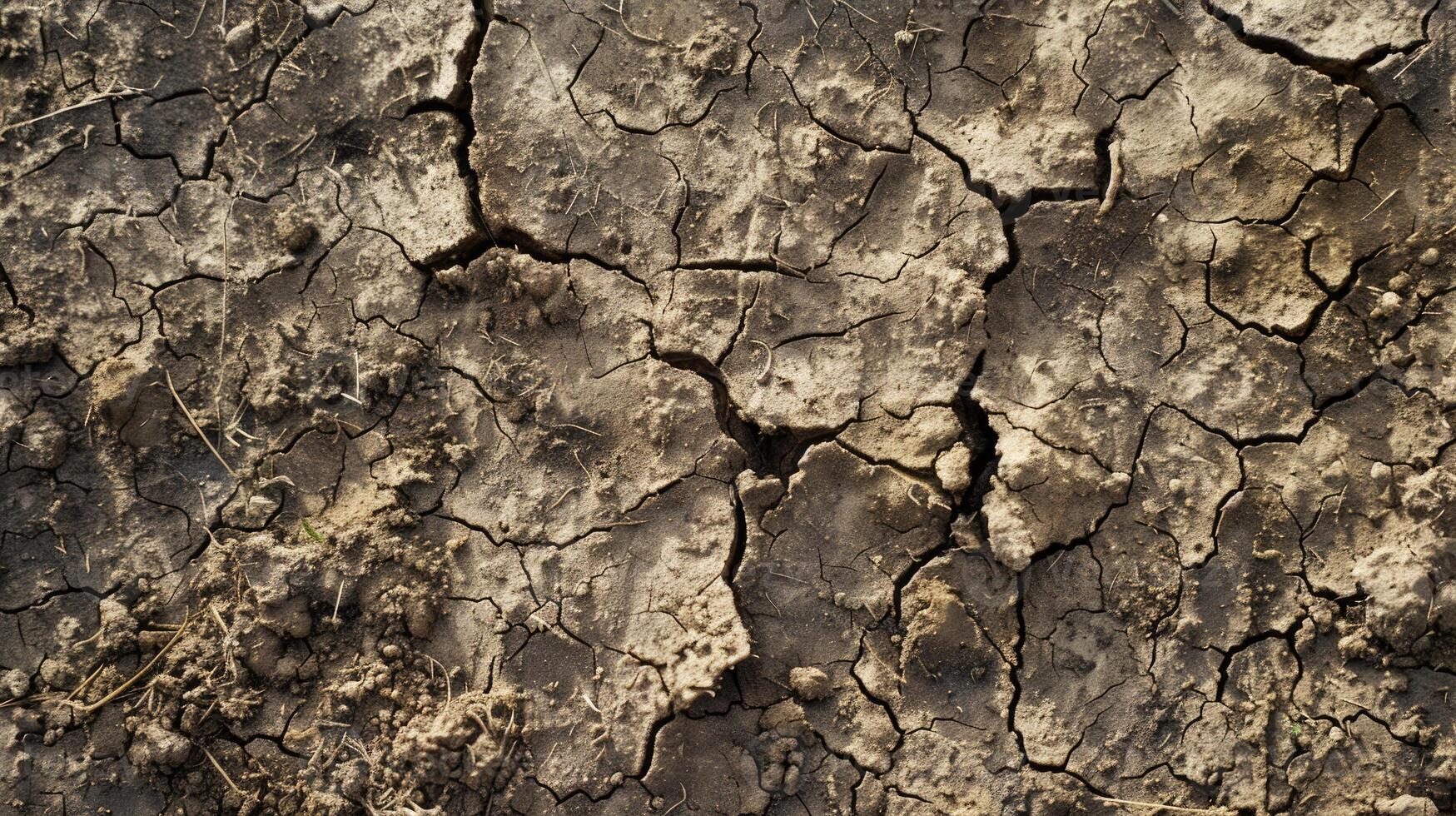 Cracked mud on farmland in central Spain photo