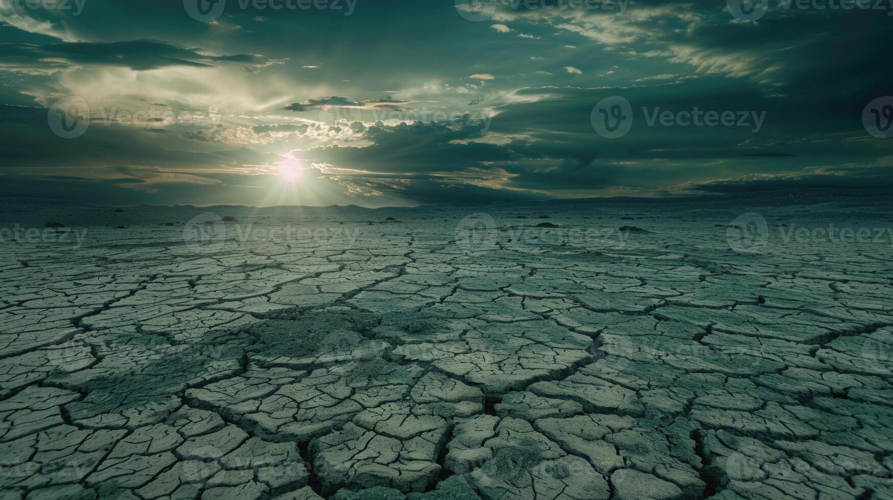 Dry cracked desert land landscape. photo