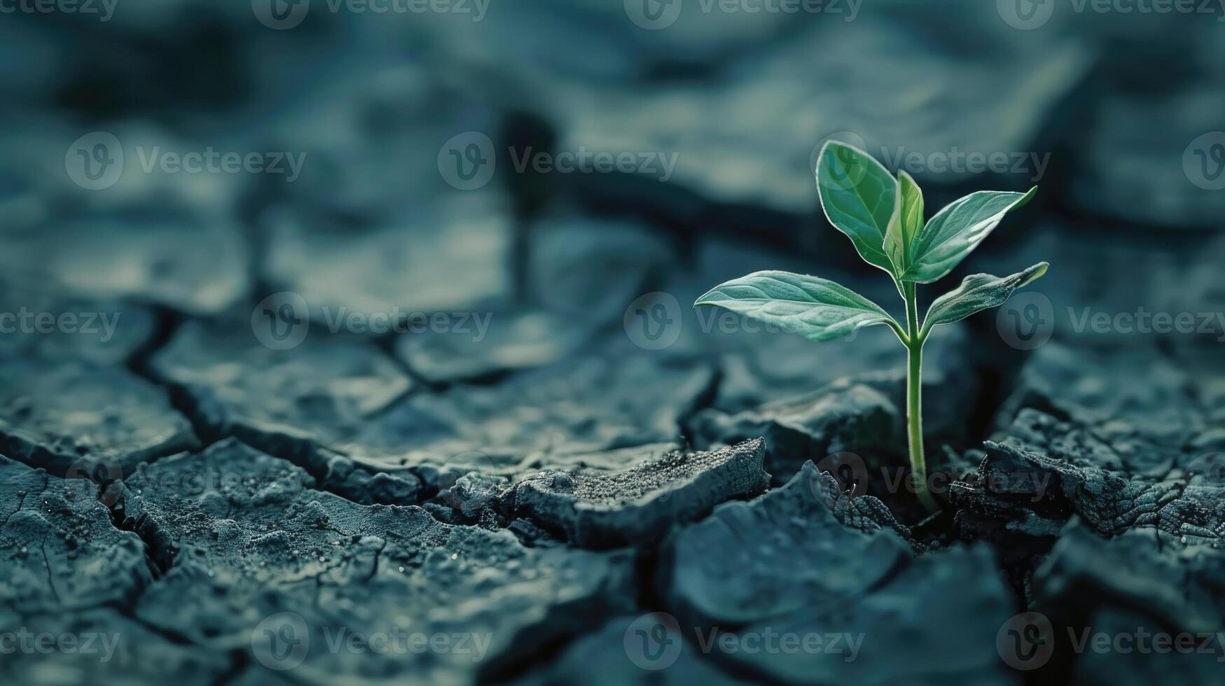 pequeño brote creciente en agrietado tierra. foto