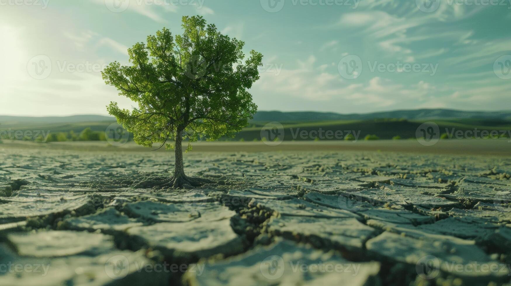 crecimiento de arboles en sequía crisis vivo con árbol sequía. foto