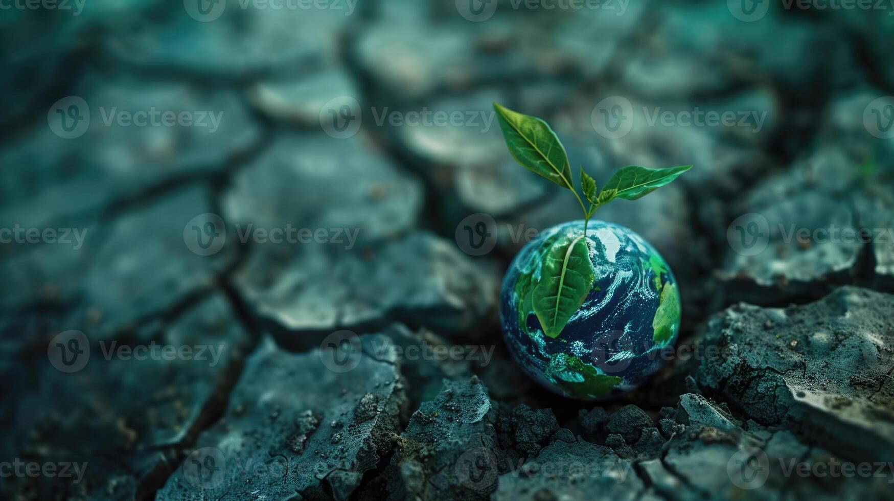 planta en agrietado barro para tierra día 2023. foto