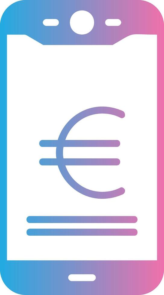 euro móvil pagar glifo degradado icono diseño vector