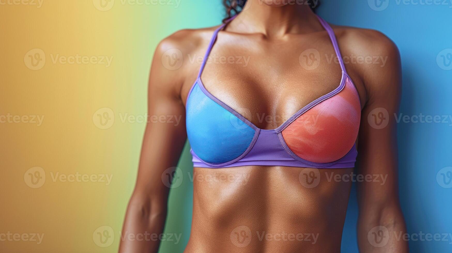 Realistic painting of a woman with a bikini top photo