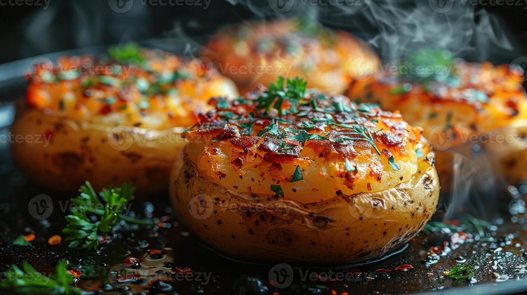 cerca arriba ver de varios comida artículos siendo cocido en un pan foto