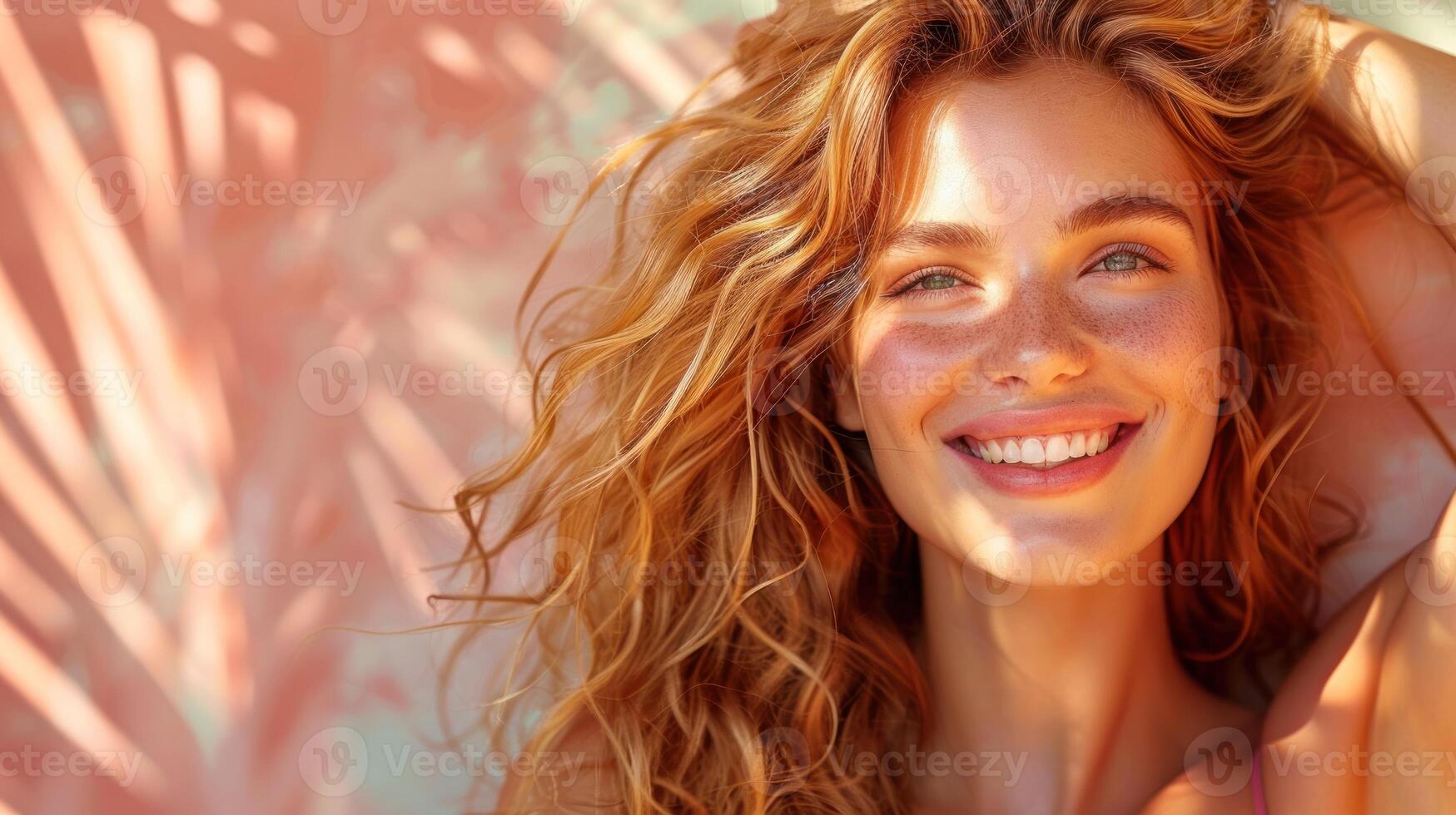 A beautiful woman with long hair striking a pose for a portrait photo