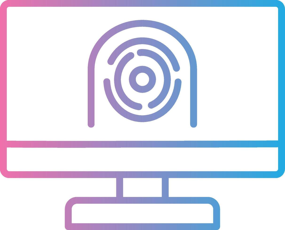 Security Computer Faceprint Line Gradient Icon Design vector