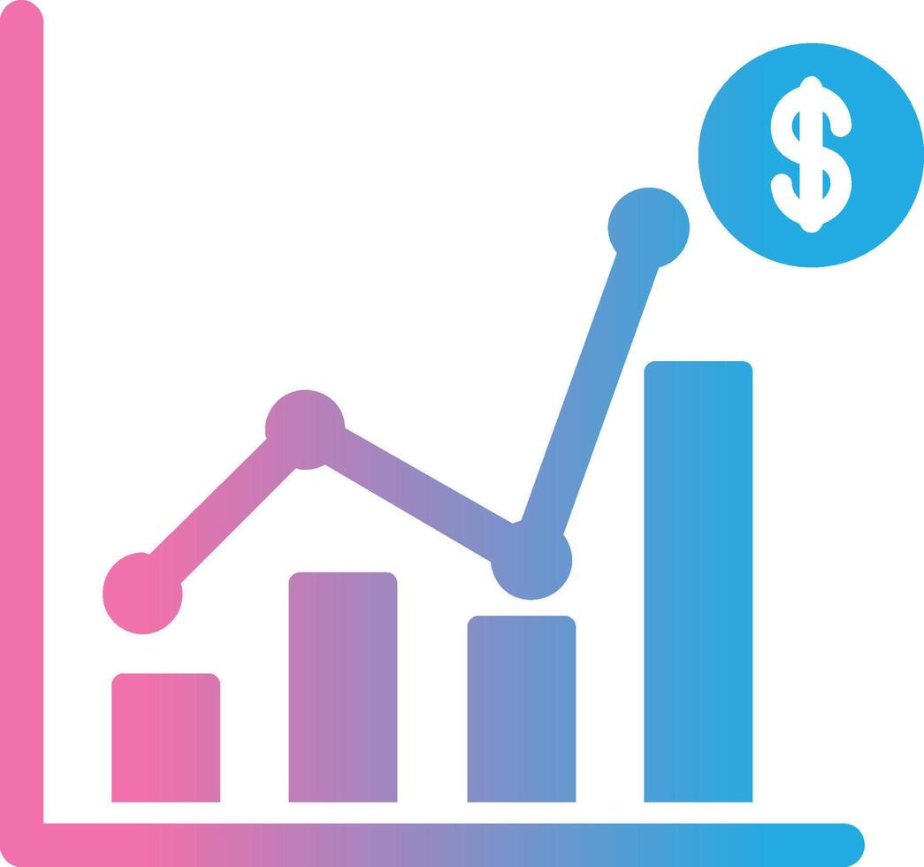 ventas Estadísticas glifo degradado icono diseño vector