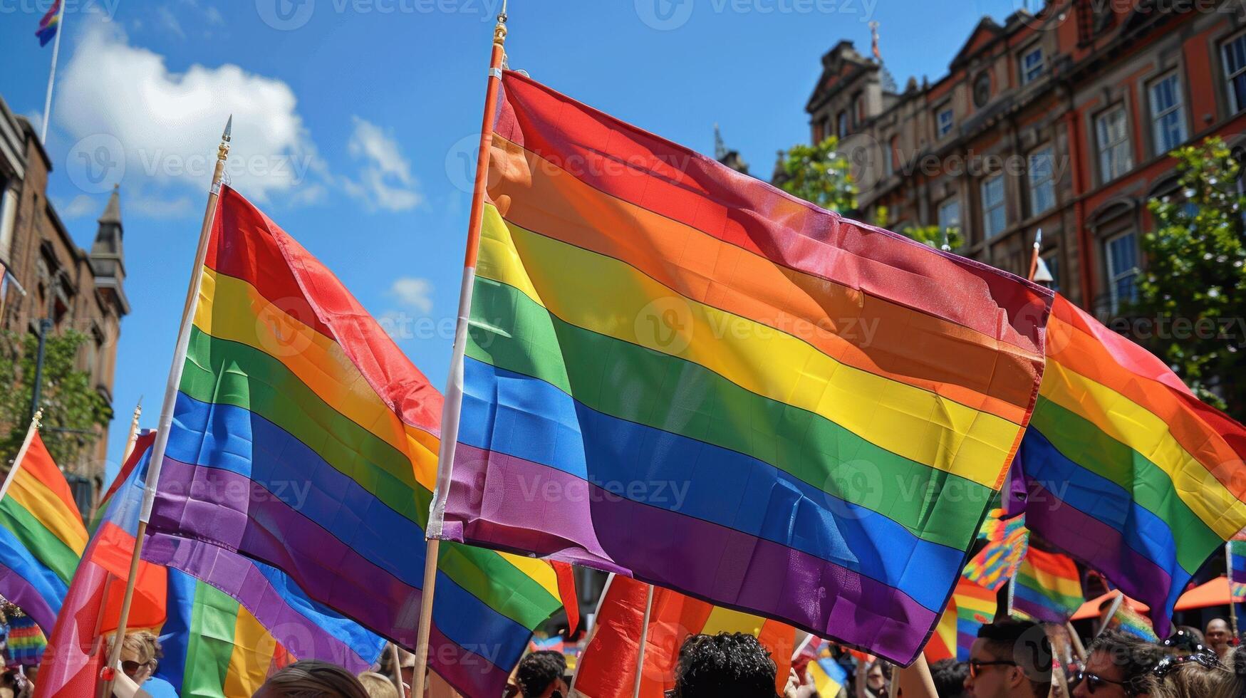Colorful flags at a pride event photo