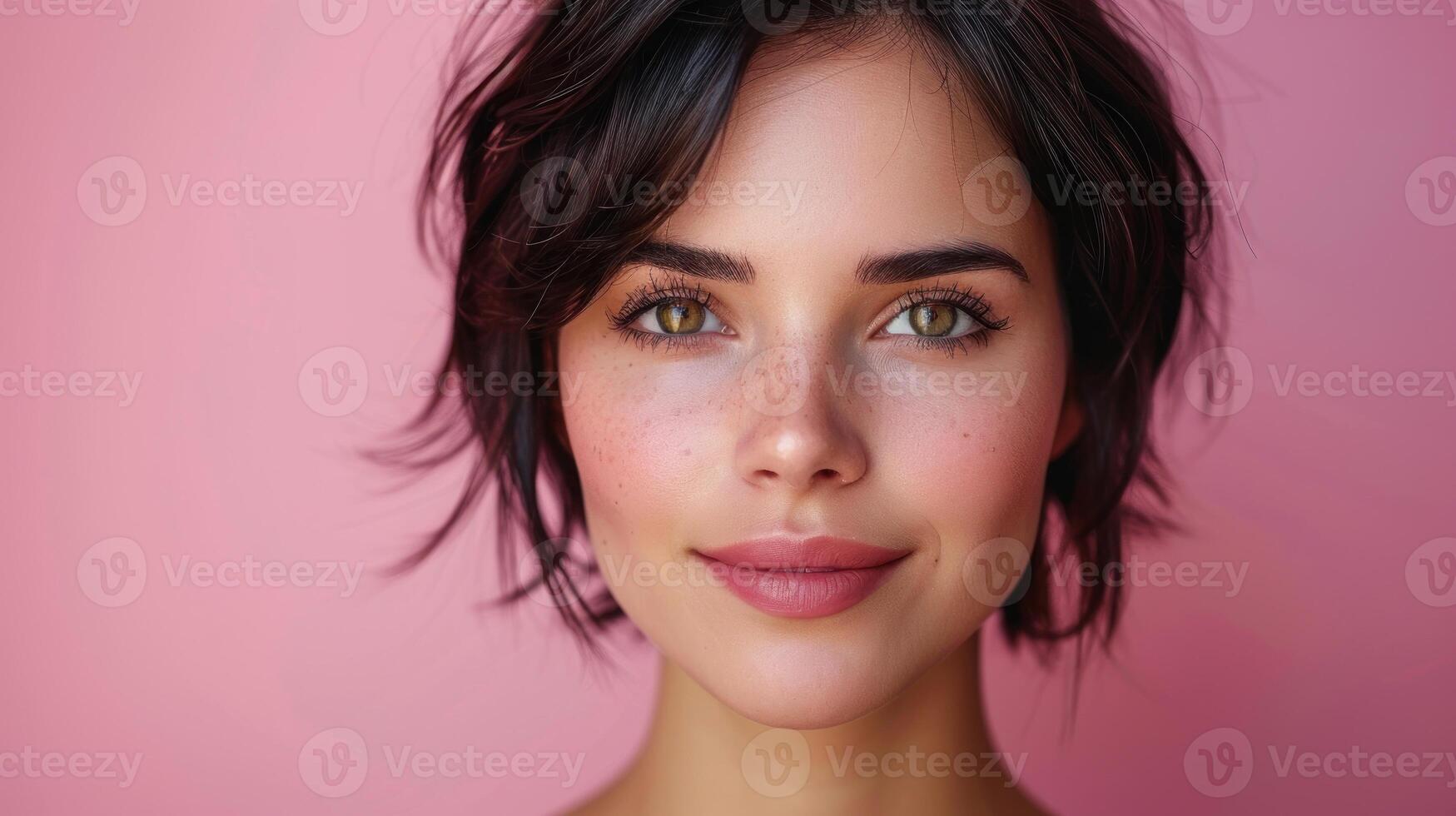 Close-up of a smiling woman with dark hair photo