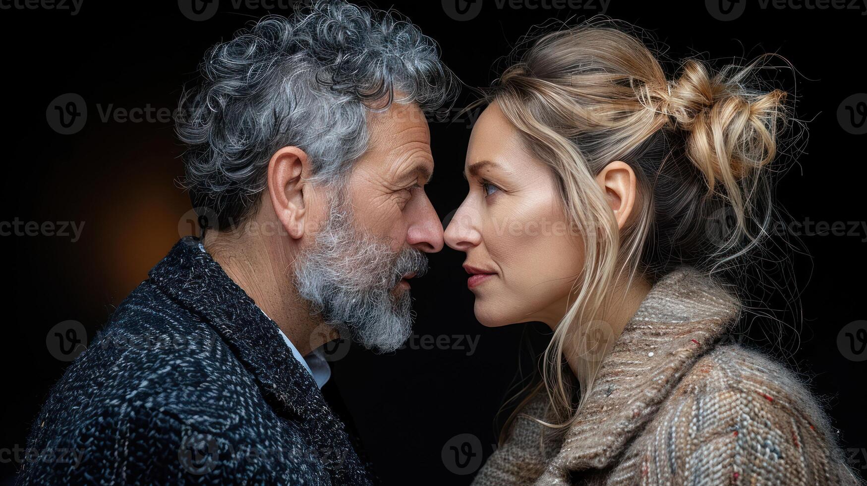 A man and woman standing side by side photo