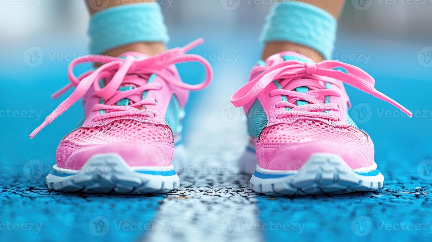 A close-up view of a persons feet wearing vibrant pink shoes photo