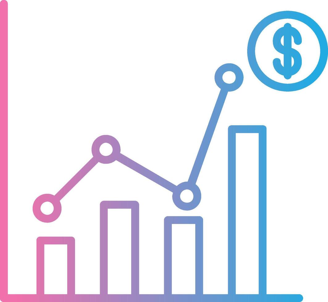 ventas Estadísticas línea degradado icono diseño vector