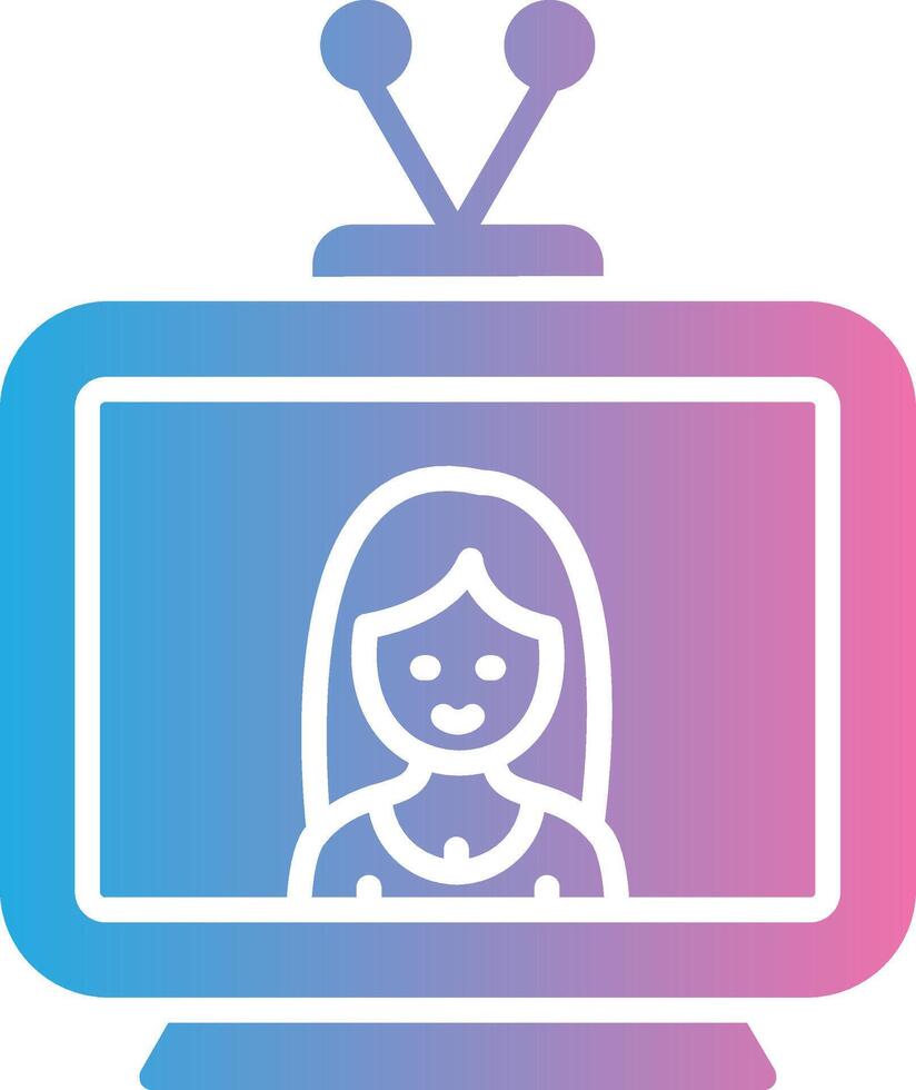 televisión glifo degradado icono diseño vector