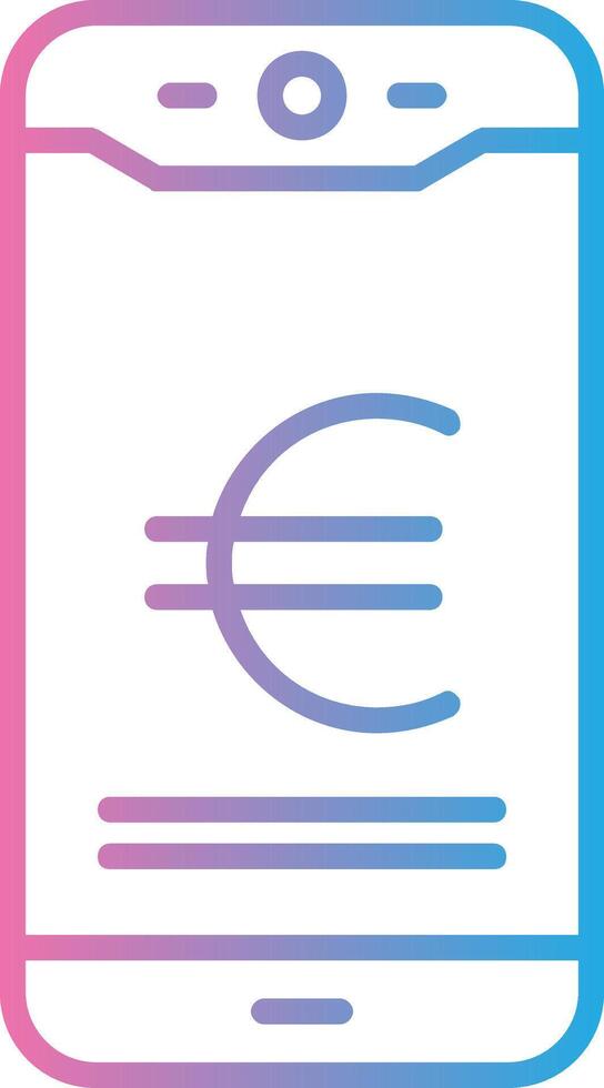 euro móvil pagar línea degradado icono diseño vector