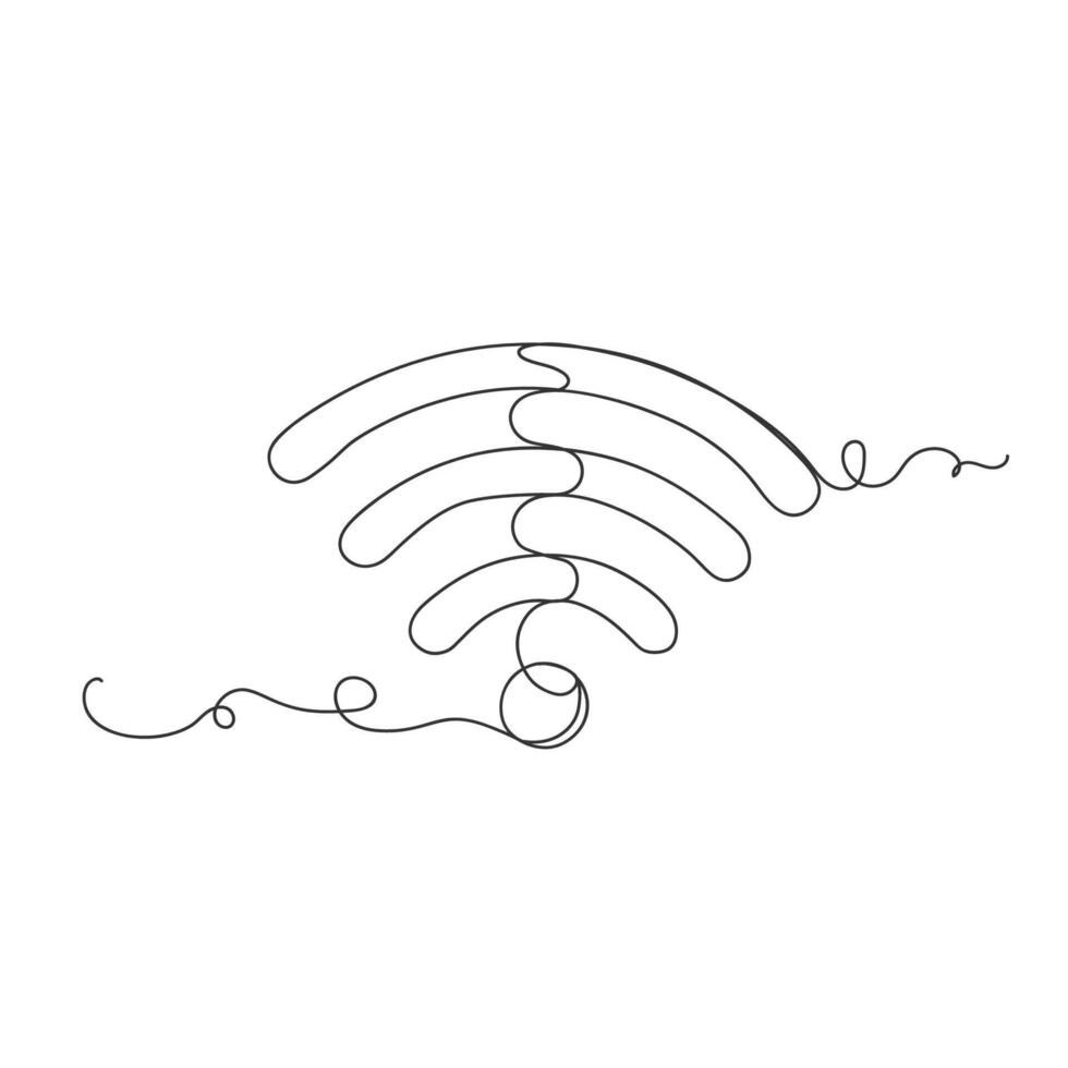 Wifi signal continuous one line drawing isolated illustration. vector